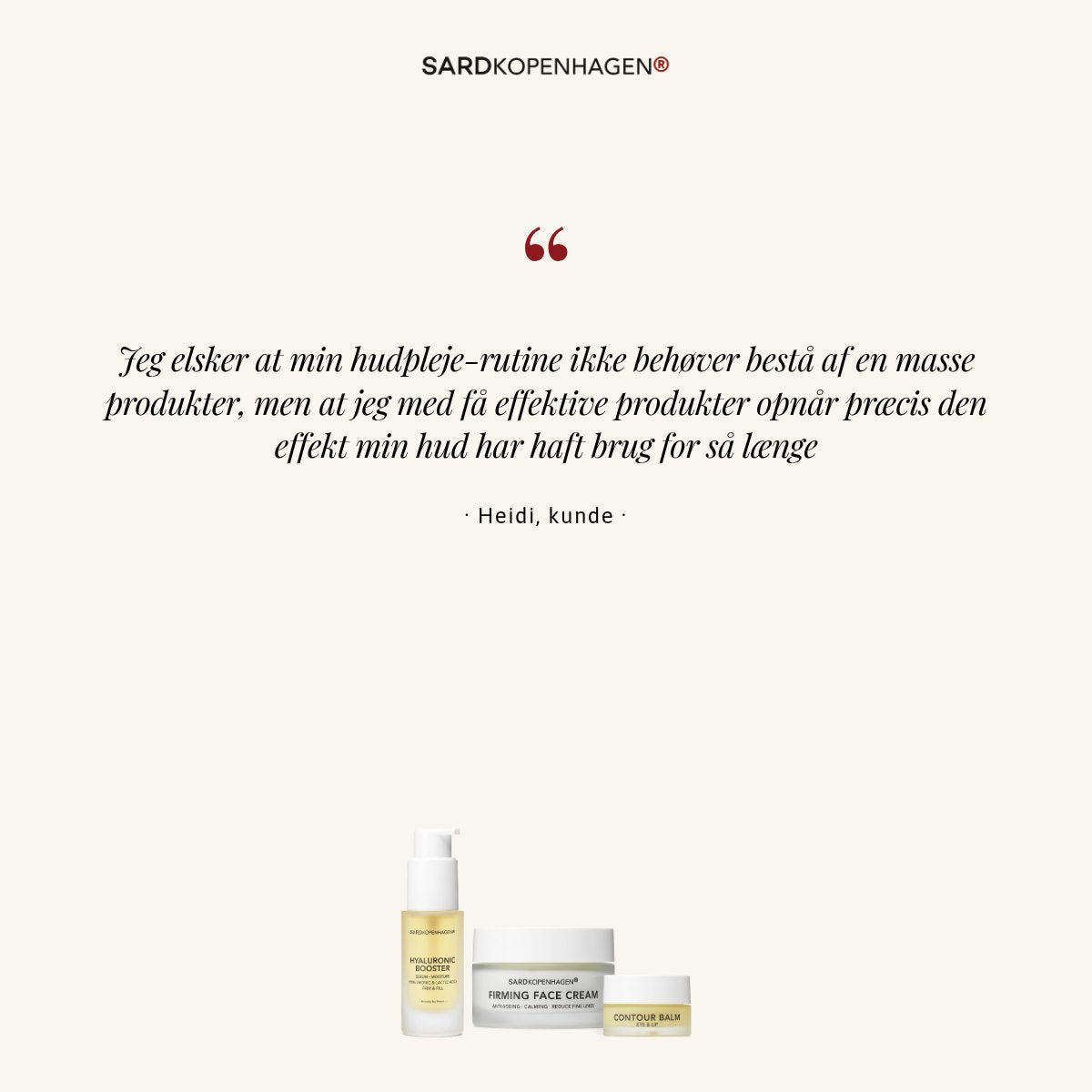 Kundecitat fra Heidi om ESSENTIAL FACE – SARDKOPENHAGEN
