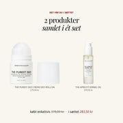Det får du i sættet ESSENTIAL SENSITIVE BODY: THE PUREST DEO CREME DEO ROLL-ON, THE APRICOT KERNEL OIL – SARDKOPENHAGEN
