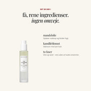 Ingredienser i THE CLEANSING OIL: mandelolie, kamilleblomst, to faser – SARDKOPENHAGEN