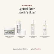 Det får du i sættet TIL DEN VINTERTØRRE HUD: FIRMING FACE CREAM, REBALANCE BALM, THE CLEANSING OIL, THE APRICOT KERNEL OIL – SARDKOPENHAGEN